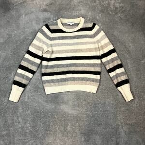 White + Warren Cashmere Crewneck Sweater Striped Womens S Striped Soft